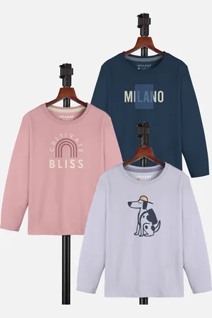 HELLCAT Girls Pack Of 3 Printed Round Neck T-shirt