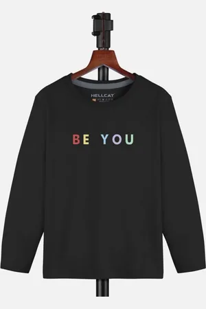 HELLCAT Girls Typography Printed Round Neck T-shirt