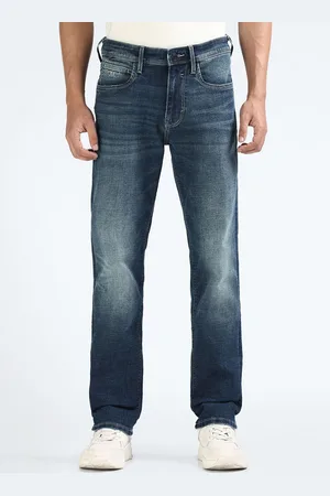 Flying Machine Men Straight Fit Mid-Rise Clean Look Heavy Fade Cotton Stretchable Jeans