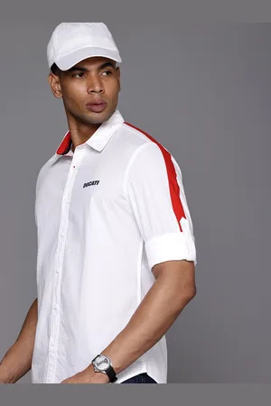 DUCATI Pure Cotton Spread Collar Opaque Casual Shirt