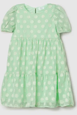 Max Collection Girls Print Puff Sleeves Tiered A-Line Dress