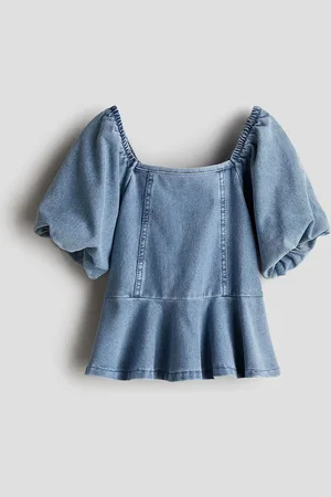H&M Girls Denim-Look Peplum Blouse
