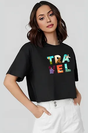 Elibolz Women Graphic Printed Round Neck Cotton Oversized T-Shirt