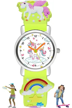 Spiky Kids Printed Round Dial & Textured Strap Analogue Watch- SPKEVA9_UNI_YLW