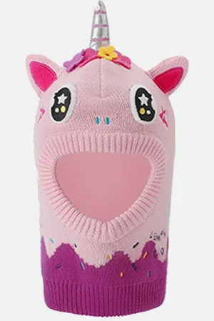Little Surprise Box LLP Unisex Kids Colourblocked Unicorn Theme Woollen Beanie