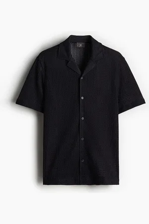 H&M Men Regular Fit Textured -Knit Resort Shirts