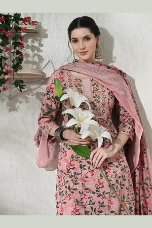 DORIYA Women Floral Printed Regular Sequinned Kurta with Salwar & With Dupatta