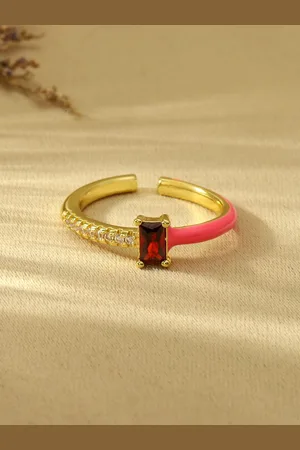 Salty Stone-Studded Adjustable Finger Ring