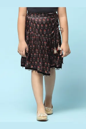 Biba Girls Floral Printed Flared Knee Length Skirt