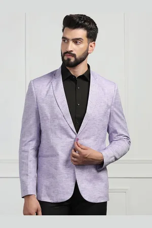 Tahvo Long Sleeve Double Vent Single Breasted Men linen purple blazer