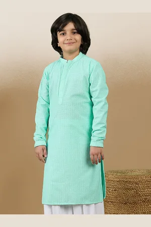 Sanwara Dapper & Dazzling Boys Mandarin Collar Cotton Straight Kurta