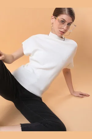SHOWOFF Women Solid Knits High Neck Acrylic Top
