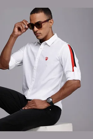 DUCATI Pure Cotton with Striped Sleeves Casual Shirt
