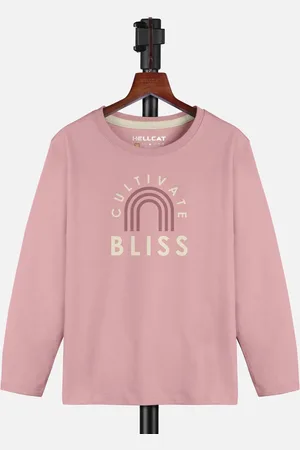 HELLCAT Girls Typography Printed Round Neck T-shirt