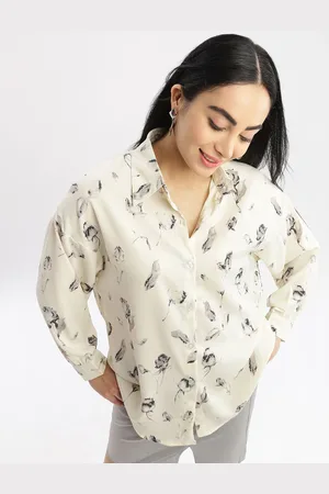 SHOWOFF Women Relaxed Boxy Opaque Printed Casual Shirt