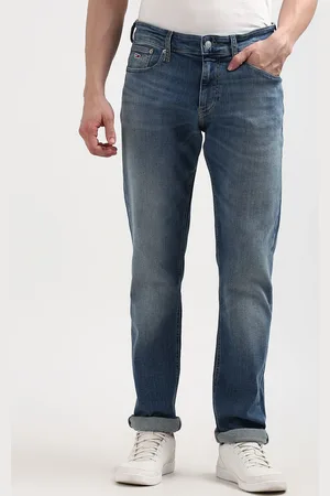 Tommy Hilfiger Men Straight Fit Low Distress Light Fade Stretchable Jeans