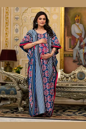 Aujjessa Print Flared Sleeve Maternity Kaftan Maxi Dress