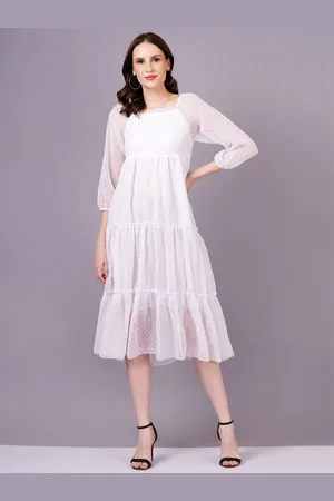 Kalini Women Puff Sleeve Empire Midi Dress