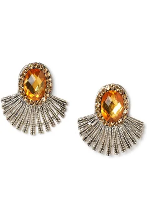 Binnis Wardrobe Yellow & Gold-Toned Contemporary Studs Earrings