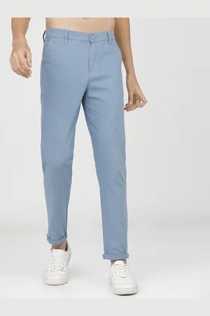 Ketch Men Blue Slim Fit Faded Denim Chinos Trousers