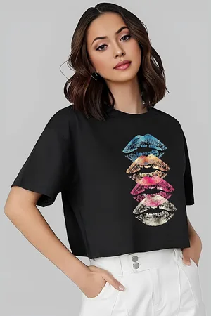 Elibolz Women Graphic Printed Round Neck Cotton Oversized T-Shirt