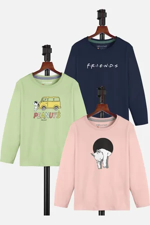 HELLCAT Girls Pack Of 3 Graphic Printed Round Neck T-shirt
