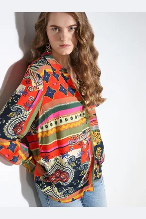 VERO MODA Spread Collar Ethnic Motifs Printed Casual Shirt