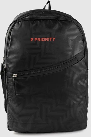 Priority Unisex Brand Logo Printed Backpack With Geometric Design