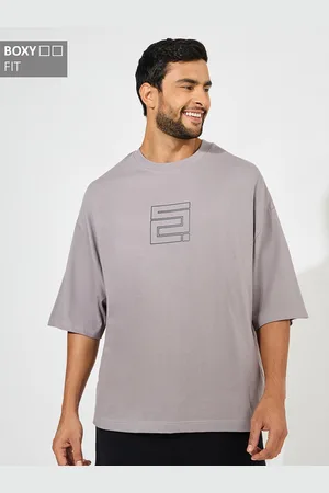 Styli Grey Chest Graphic Boxy Fit Compact Jersey Tee