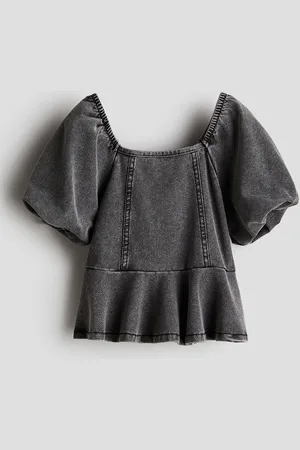 H&M Girls Denim-Look Peplum Blouse