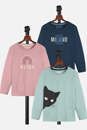 HELLCAT Girls Pack Of 3 Printed Round Neck T-shirt