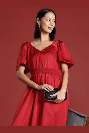 all about you Satin Finish Smocked Maxi Dress