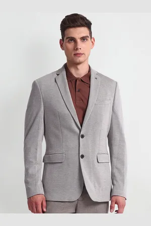Arrow Self Design Notched Lapel Long Sleeves Single Breasted Slim Fit Blazer