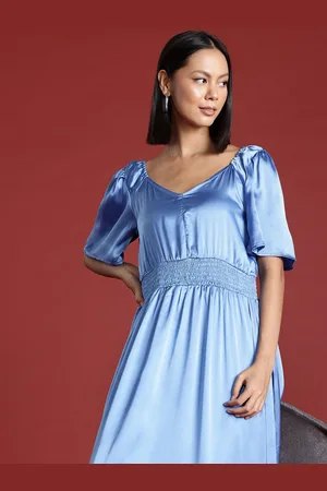 all about you Satin Finish Smocked Maxi Dress