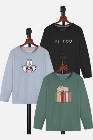 HELLCAT Girls Pack Of 3 Printed Round Neck T-shirt