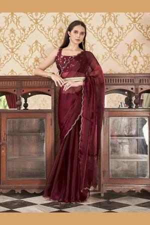 Tikhi Imli Sequinned Solid Saree