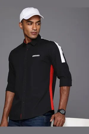 DUCATI Pure Cotton Spread Collar Opaque Casual Shirt