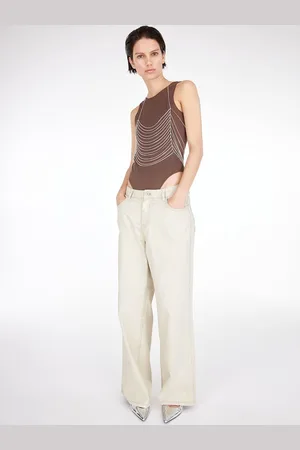 H&M Women Pure Cotton Straight Twill Trousers