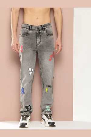 HARVARD Men Relaxed Fit Mildly Distressed Heavy Fade Printed Stretchable Jeans