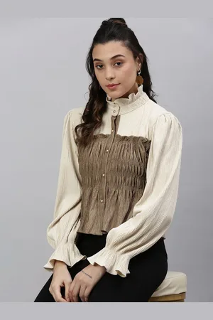 SHOWOFF Women Colourblocked High Neck Nylon Top