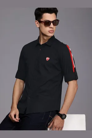 DUCATI Pure Cotton with Striped Sleeves Casual Shirt