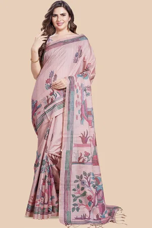 Rani Saahiba Printed Tussar Saree With Blouse Piece