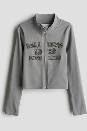 H&M Girls Motif-Detail Zip-Through Cardigan