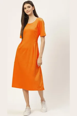 BRINN Women Cotton A-Line Midi Dress
