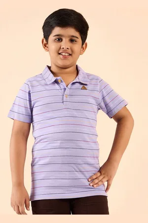 Stylo Bug Boys Striped Polo Collar Cotton Slim Fit T-Shirt