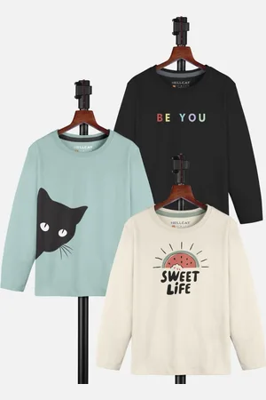 HELLCAT Girls Pack Of 3 Printed Round Neck T-shirt