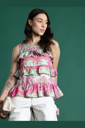 DressBerry Ethnic Print Ruffles Top