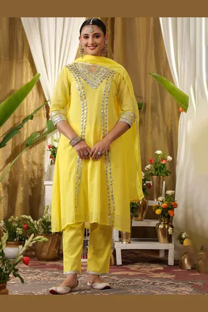SCAKHI Floral Embroidered Pure Cotton A Line Kurta & Trousers With Dupatta