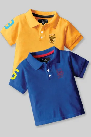 BAESD Boys Pack Of 2 Graphic Printed Polo Collar Cotton T-Shirt