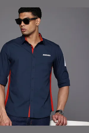 DUCATI Pure Cotton Spread Collar Opaque Casual Shirt